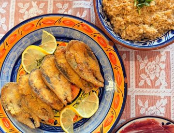Sável Frito com Açorda de Ovas (do mesmo)